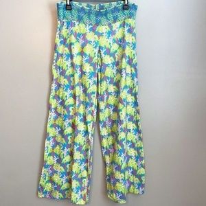 Lilly Pulitzer Vintage White Label Smocked Waist Palazzo Pants MEDIUM